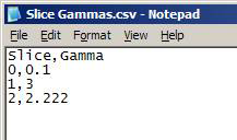 Slice Gamma File, Text file (*.csv)